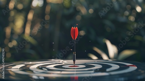 The arrow hit the highlighted target Advertising marketing and targeting Right on the bullseye Success Choose a goal define a task Purposefulness and insight Succeed in work : Generative AI