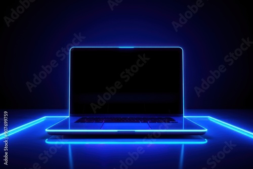 Computer laptop light illuminated.