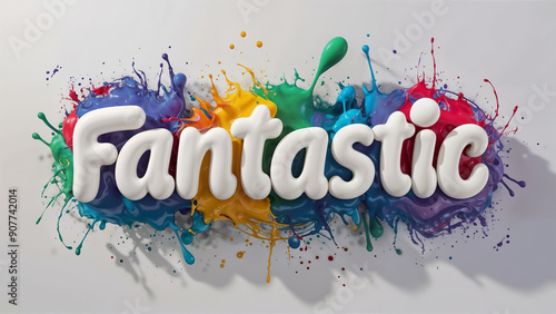 Fantastic Word in Colorful Art with Dynamic Splatters, Energetic and Artistic Visual Impact