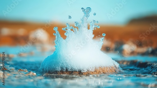 Close-up of a geyser spouting hot water