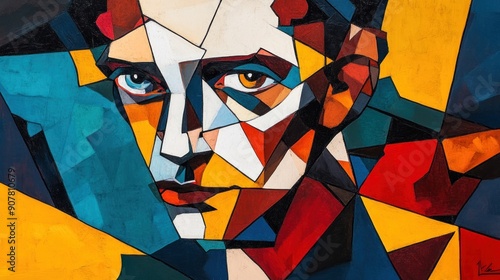 Abstract Portrait in Geometric Shapes