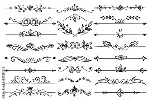 Hand-Drawn Floral and Ornamental Decorative Dividers