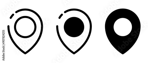 Location Pin Icon Variations with Different Styles