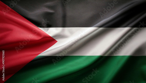 Palestine flag background with flag fluttering texture