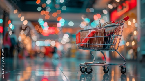 Shopping Cart In A Mall.