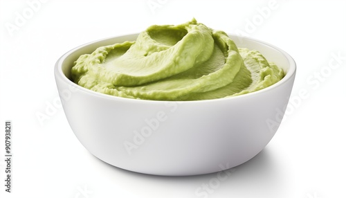 bowl of wasabi sauce, avocado, green sauce