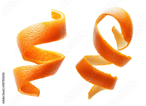 Spiral orange peel twist isolated on transparent or white background