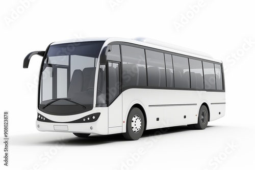 This is a Modern White Bus designed specifically for Efficient Public Transportation Solutions, isolated on white background