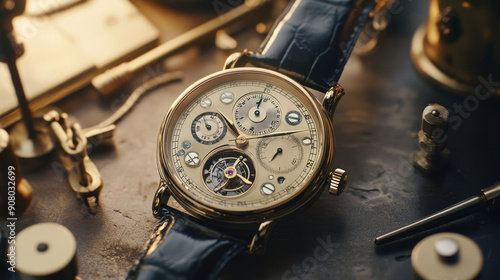 Create an image that captures the elegance, craftsmanship, and functionality of watches, highlighting their diverse designs and the intricate details that make each timepiece unique. 