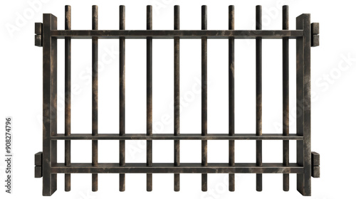 Prison bars isolated on transparent background. Steel metal or iron jail cell cage security lock grid, law and justice punishment for criminal, freedom, escape, guilty, arrest