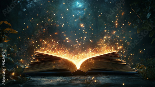 magical book fantasy background cover design