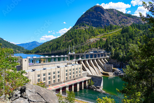 Brilliant Dam on the Kootenay River upstream from Castlegar in the West Kootenay region of British Columbia, Canada