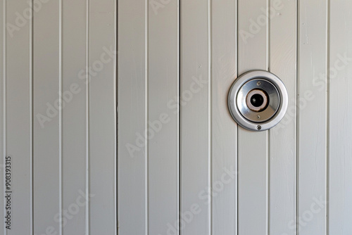 New advanced security technology from theft and robbers concept. Smart door peephole in modern door. 