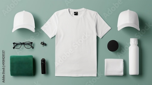 merch branding mockup, isolated background 