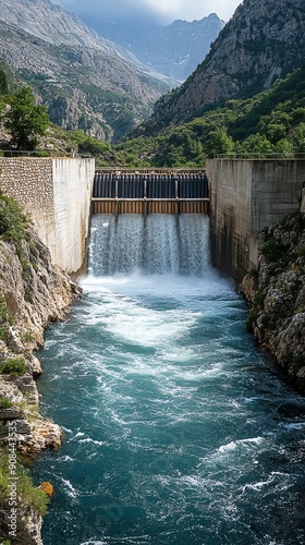 Dam in a mountain valley.