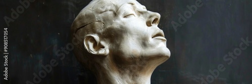 Antique anatomical bust of the human head Historic plaster sculpture created in 1858