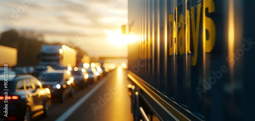 A customs checkpoint with long queues and "Export Delays" notices, illustrating the barriers to exporting goods