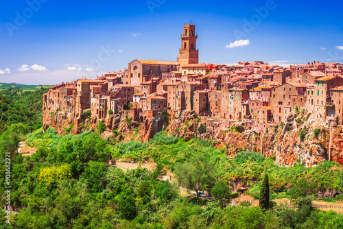 Pitigliano, Italy. Beautiful ancient city over tufa cliffside in southern Tuscany, Italy.