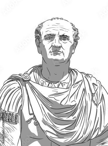 Portrait of Vespasian, roman emperor and creator of the Colosseum