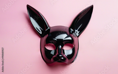 black mask for sex role play on pink background