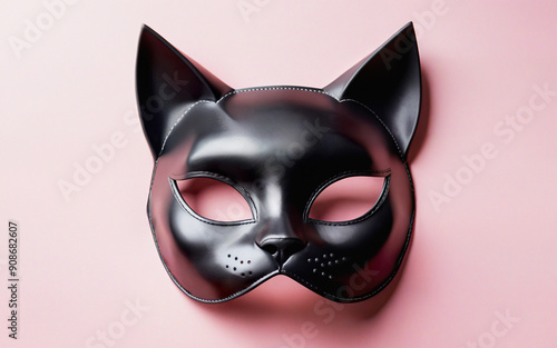 black mask for sex role play on pink background