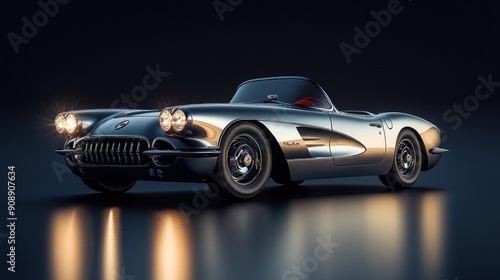 Classic Corvette in a Studio Setting