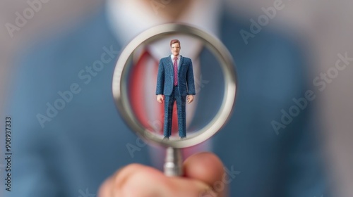 Portrait of a professional insurance underwriter standing in a formal office setting carefully assessing risk and evaluating policy options with a deep depth of field effect