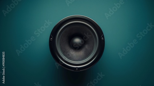 Close-Up of a Black Speaker on Teal Background