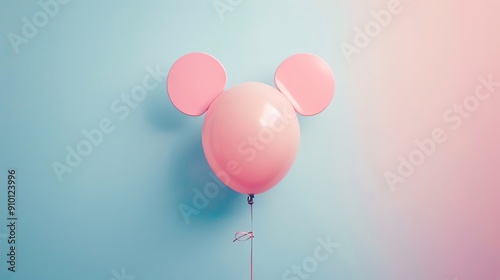 Mickey Mouse head Balloon, border, pastel color background Wallpaper, blank in the middle, minimalism, negative space