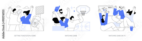 College sport fans isolated cartoon vector illustrations se