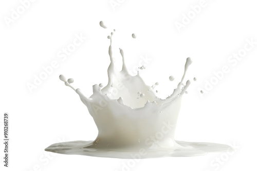 Dynamic splash of milk isolated on white background. PNG image