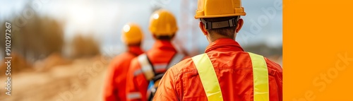 Construction workers on site with safety gear, dedicated laborers