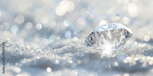 white diamond on white bokeh blur background sunlight reflection and copy space