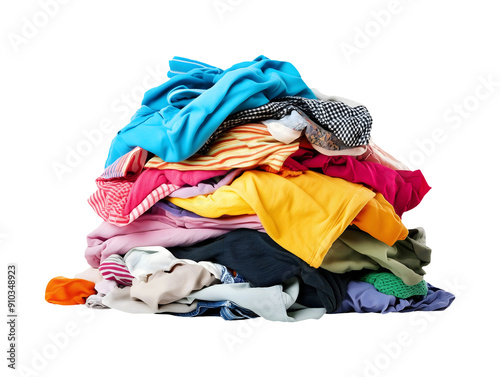 Pile of dirty clothes isolated on transparent or white background