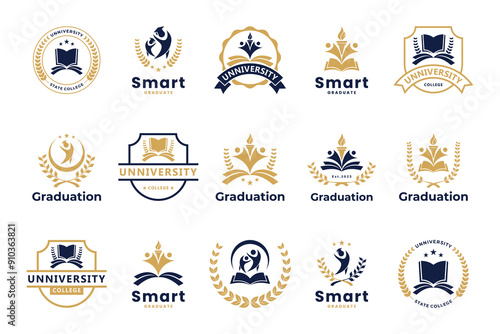 Set of university school badge logo design