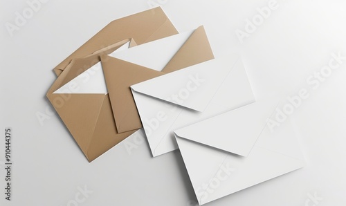 Elegant greeting card set mockup with envelopes