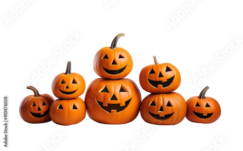 Zucche di halloween sorridenti su sfondo trasparente