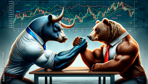 Bull versus bear arm-wrestling amidst market trends