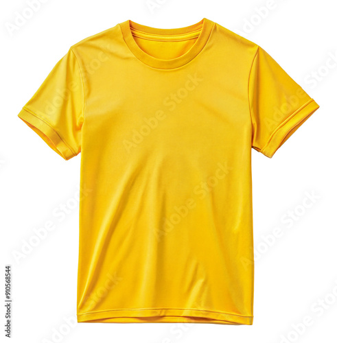 Bright yellow short sleeve t-shirt for casual styling options, cut out - stock png.