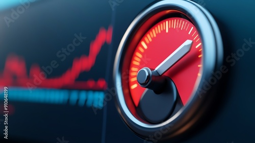 Close-up of a gauge displaying a strong performance indicator, representing growth and success in business or finance.