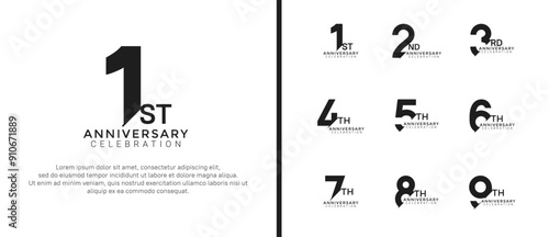 anniversary logo style set with black color can be use for celebration moment