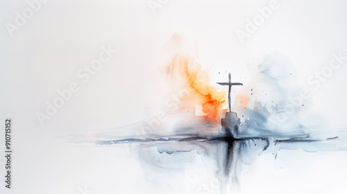 Christian cross faith watercolor background hope love religion religious easter god jesus christ