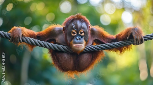 An orangutan in Sepilok, Sabah, Malaysia, Borneo. (Selective focus on the orangutan)