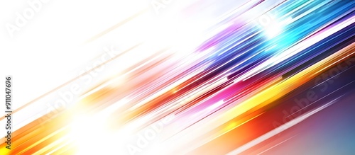 Abstract background with colorful lines and speed effect, motion blur, bright colors on white background.