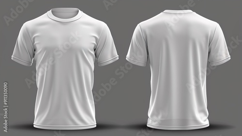 Maqueta de una camiseta de hombre de color blanco. Vista frontal y posterior. 