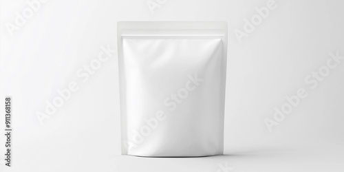 White blank foil food doy pack pouch packaging with zipper on a white background