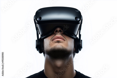 Man wearing virtual reality headset