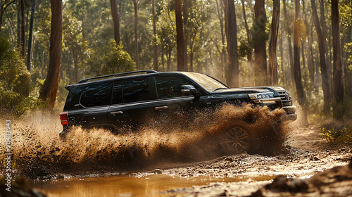 black off road vehicle in the forest