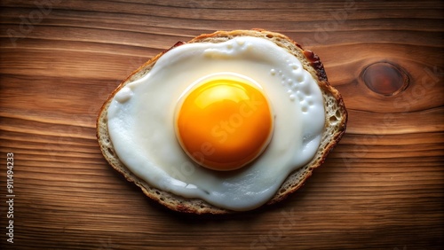 A Classic Breakfast Delight: A Perfectly Fried Sunny-Side Up Egg with a Runny Yolk and Crispy Edges generative AI