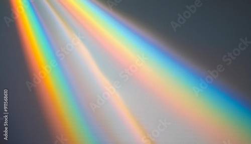 Abstract Prism Light Refraction. Rainbow Spectrum of Colorful Beams on Soft White Background. Minimalist Artistic Display of Natural Light Dispersion and Optical Phenomenon